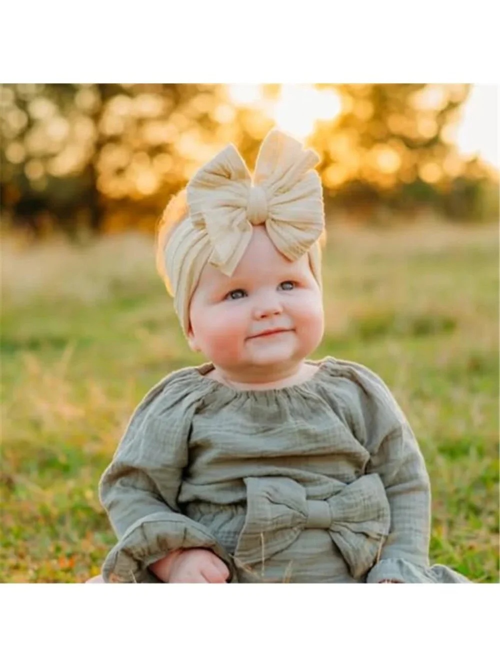 Baby Girl Bow Headbands 3 Pack Nylon Elastic Infant Toddler Hair Accessories